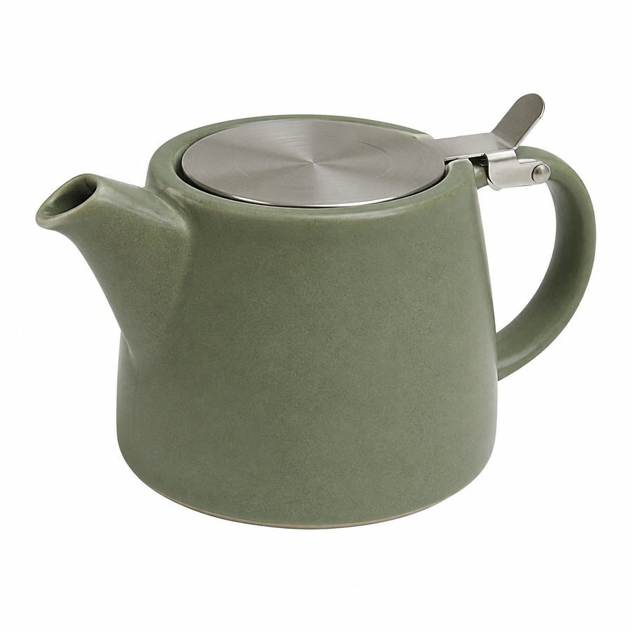Tetera 0.80 L de cerámica verde con tapa de acero inoxidable - estilo contemporáneo