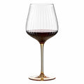 Copa de vino 550 ml de vidrio transparente ámbar con relieve y pie alto