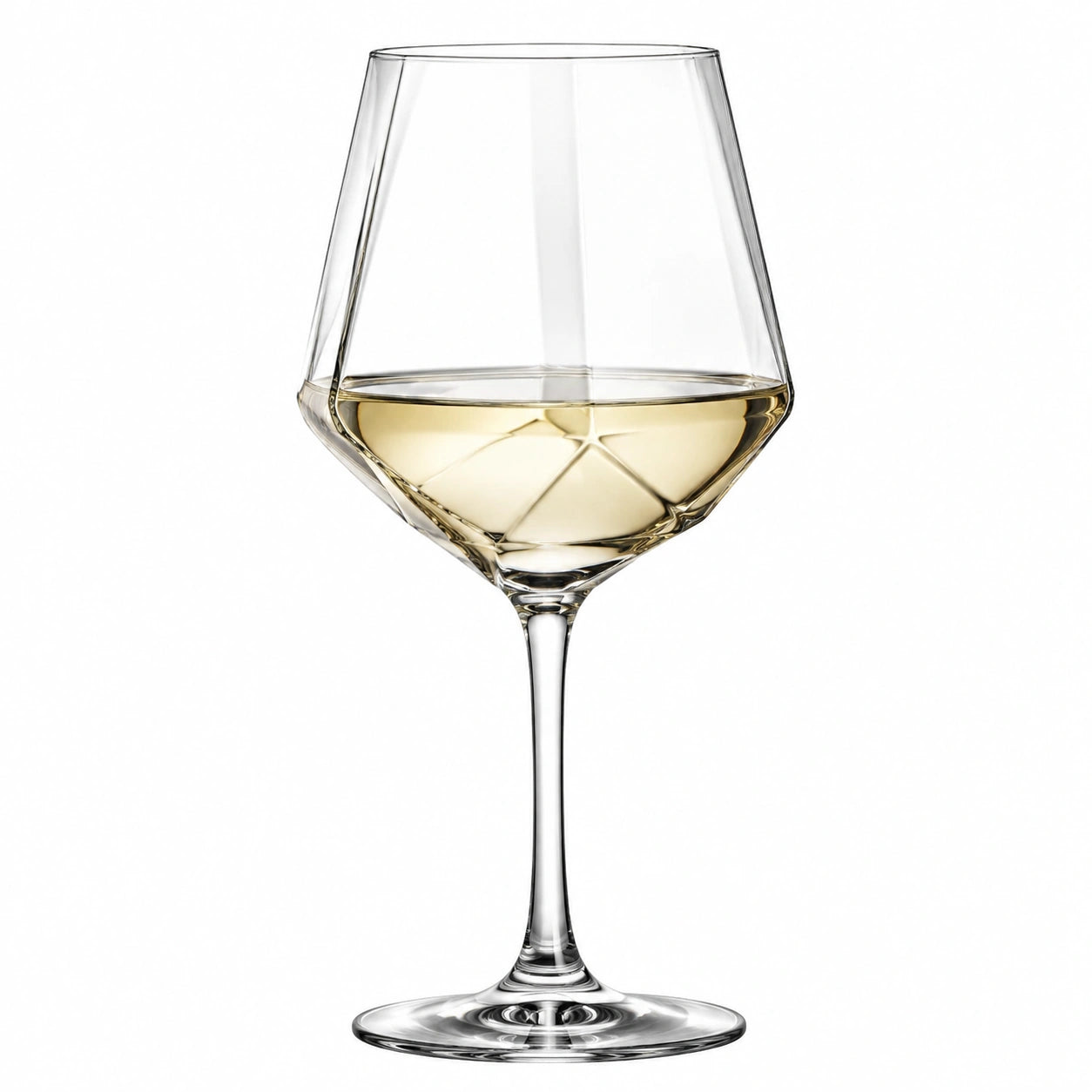 Copa de vino 450 ml vidrio transparente con tallo diseño geométrico 8 x 23 cm