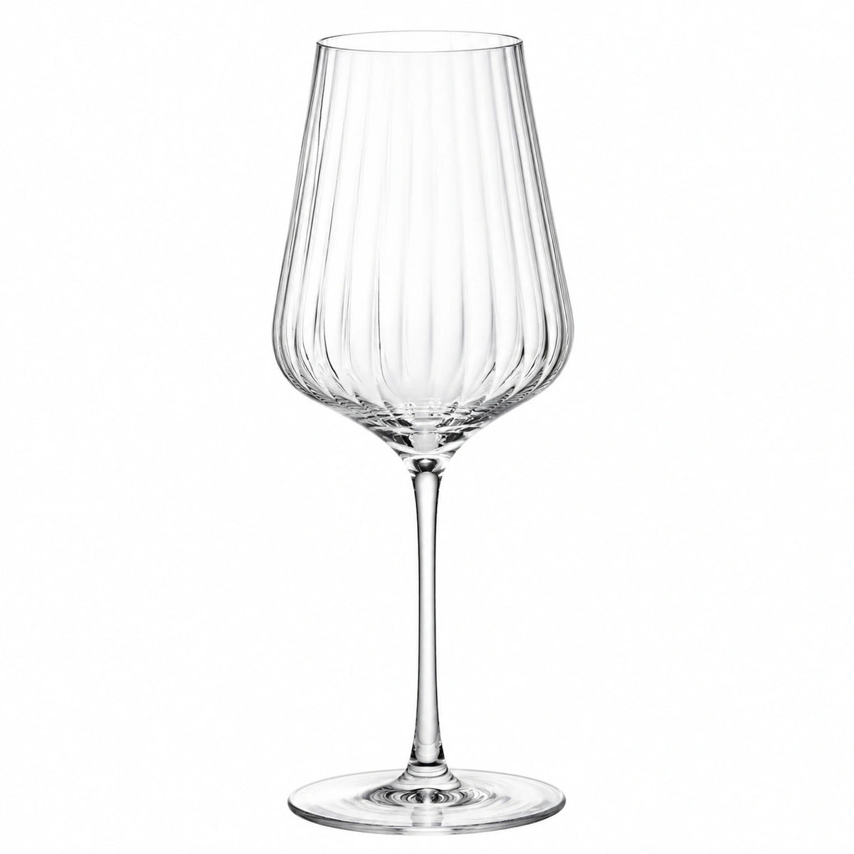 Copa de vino 500 ml de vidrio transparente con pie acanalada