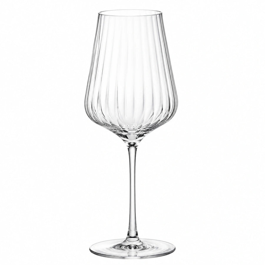 Copa de vino 500 ml de vidrio transparente con pie acanalada