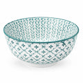 Cuenco de cerámica 16 cm blanco y verde con motivo vegetal para servir