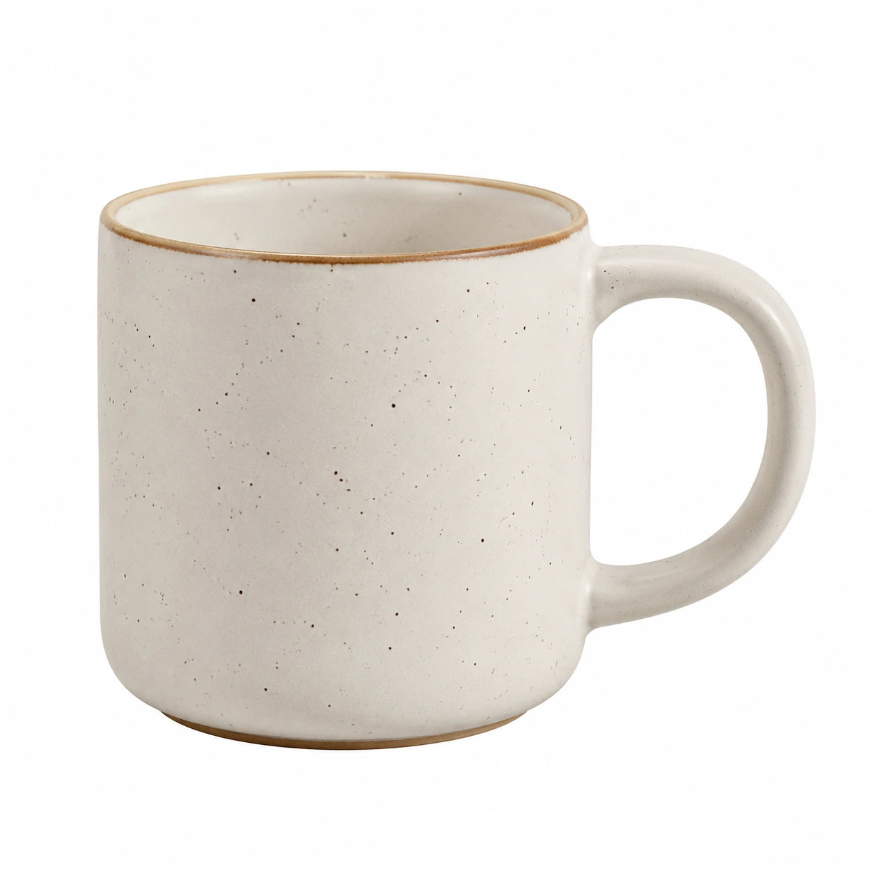 Taza de cerámica 350 ml beige moteada con asa estilo rústico