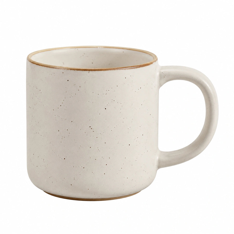 Taza de cerámica 350 ml beige moteada con asa estilo rústico