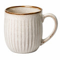 Taza de cerámica 400 ml beige esmaltada con relieve vertical para bebidas calientes