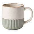 Taza de cerámica 400 ml beige y verde para bebidas calientes estilo rústico