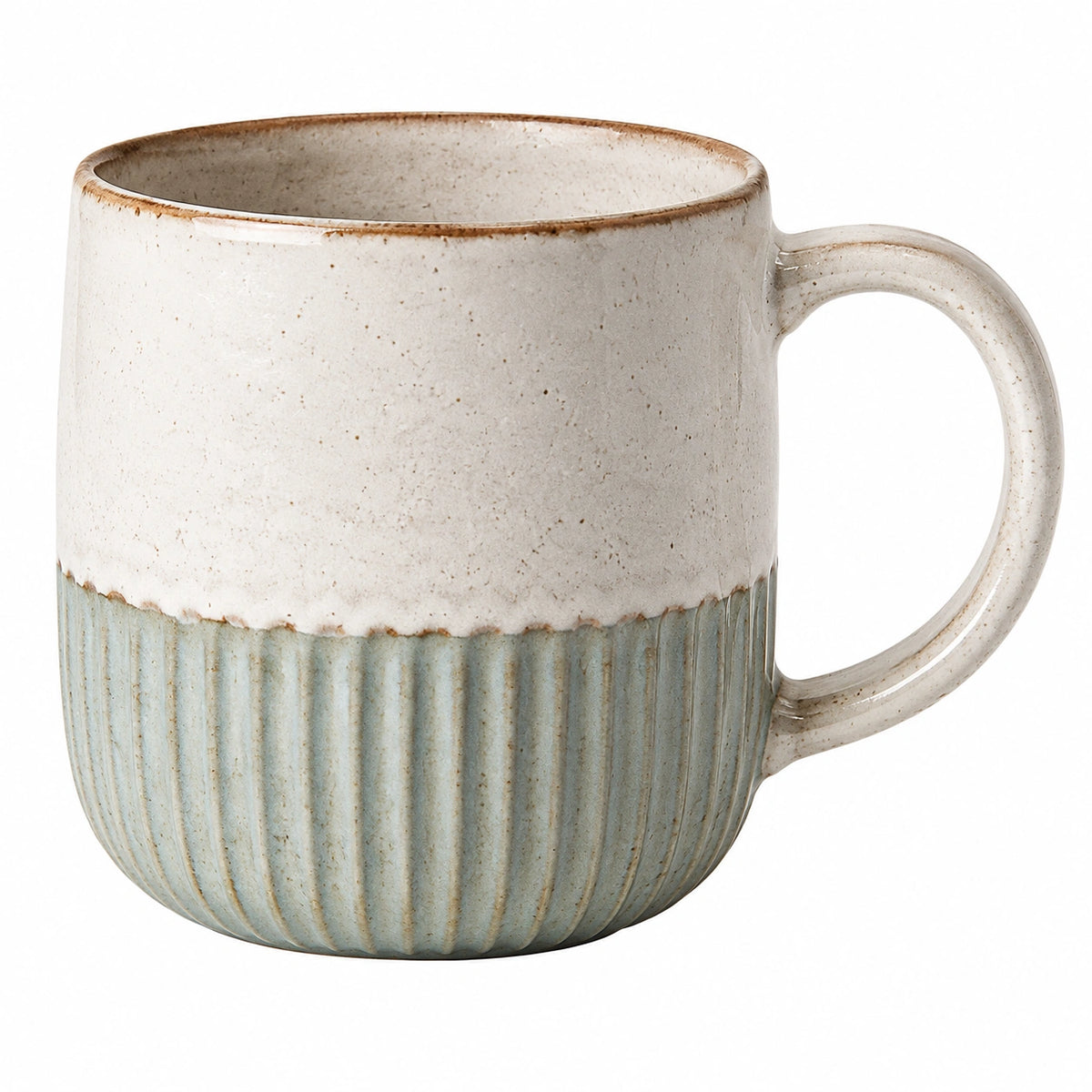 Taza de cerámica 400 ml beige y verde para bebidas calientes estilo rústico
