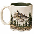 Taza de cerámica 450 ml beige verde con relieve de montaña - estilo rústico