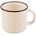 Taza 400 ml de cerámica beige para bebidas calientes - diseño acanalado
