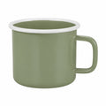 Taza de 350 ml de acero esmaltado verde con borde blanco - estilo campamento