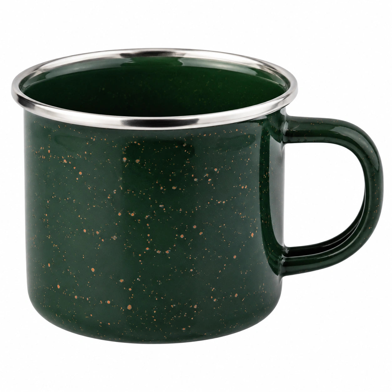 Taza 450 ml de acero esmaltado verde oscuro - estilo moteado para bebidas calientes